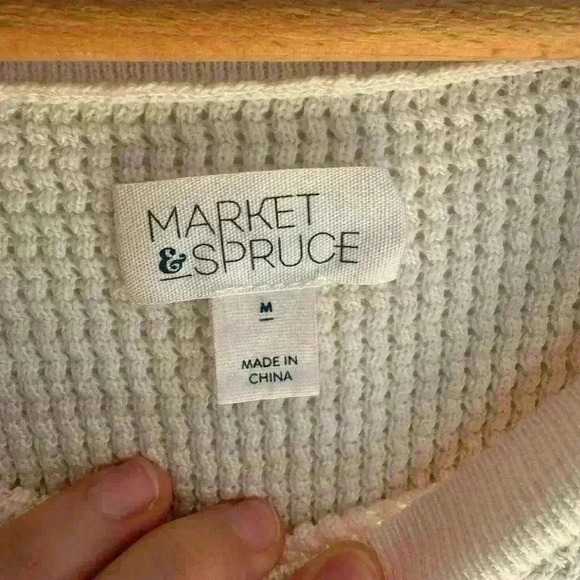 White and grey striped long pullover sweater by Market & Spruce size medium - Picture 4 of 13